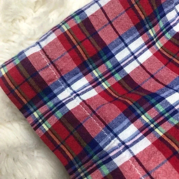 Chaps Collared Short Sleeved Plaid Shirt Red, White, & Blue Plaid  Size 4T - Picture 4 of 16
